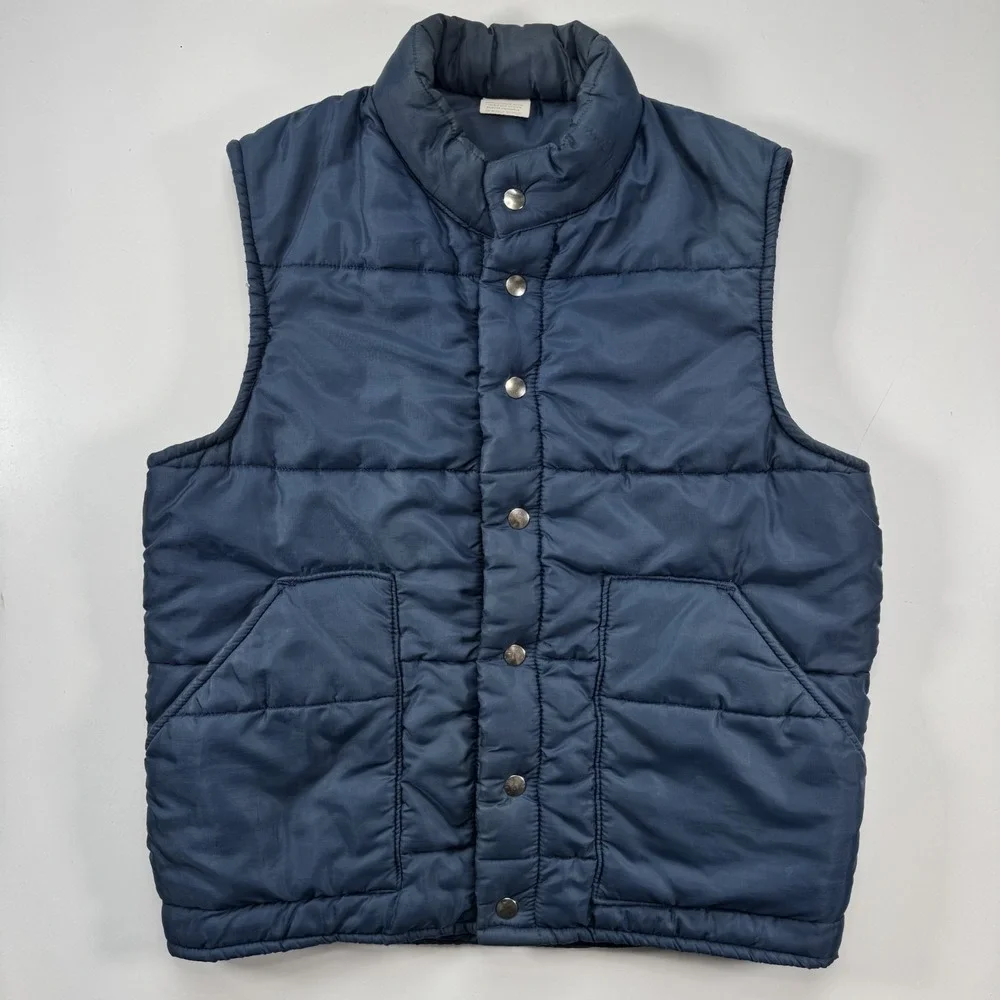 Vintage OSHKOSH Sportswear Snap Front Puffer Vest Mens Small Vtg Camping Outdoor